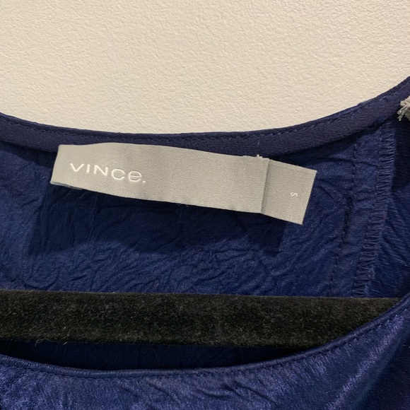 Vince ink blue satin Bias sleeveless midi dress - Picture 8 of 9